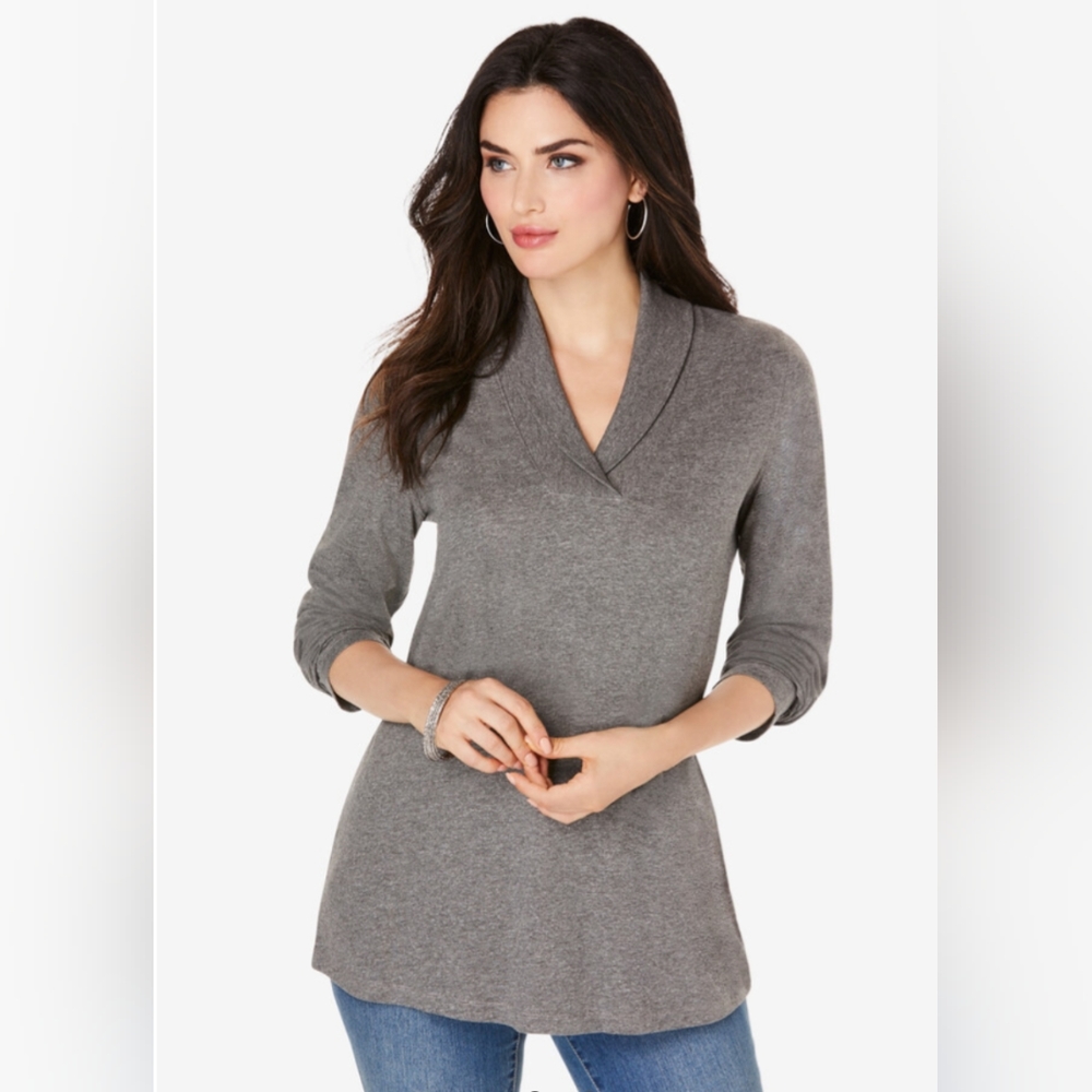 Shawl Collar Ultimate Tee - Med Charcoal Gray